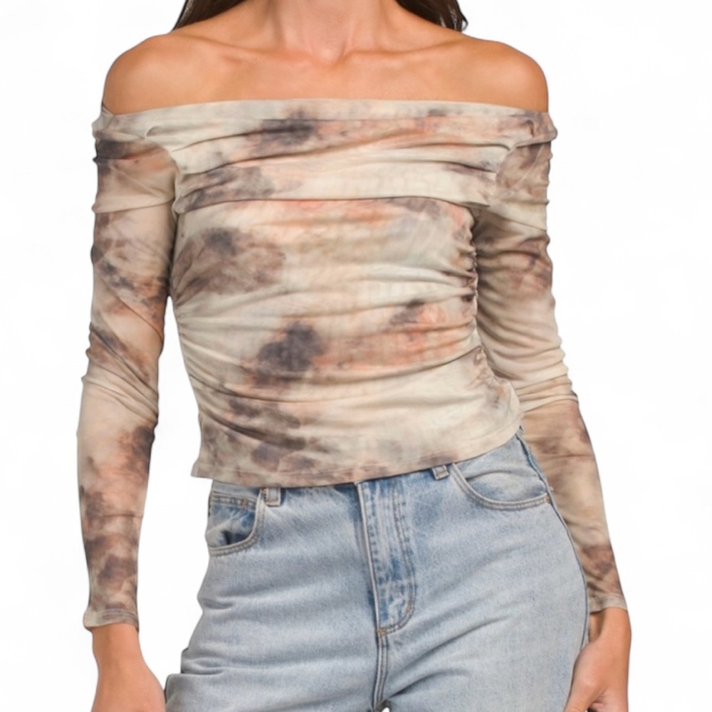 HOUSE OF HARLOW Sheer Mesh Off Shoulder Top Fairy Grunge Y2K Going Out Size S